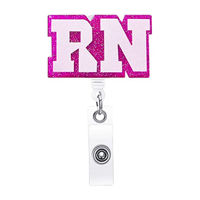 Wholesale Badge Reels Glitter Sequin Nurse Doctor Acrylic Retractable Keychains